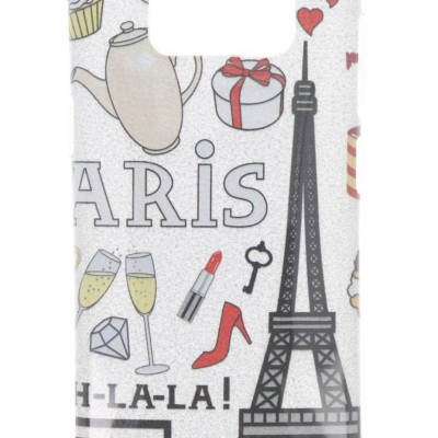 Back Cover Θήκη Σιλικόνης Με Ασημί Γκλίτερ Και Σχέδιο Paris (Samsung Galaxy S8)