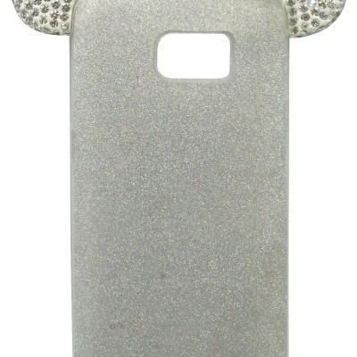 Cookover Back Cover Θήκη Σιλικόνης Με Αυτάκια Στρας Και Πλάτη Γκλίτερ Ασημί (Samsung Galaxy S7 Edge)