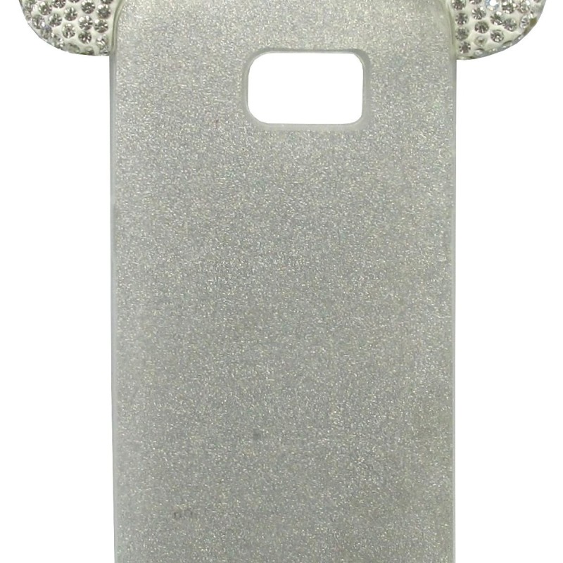 Cookover Back Cover Θήκη Σιλικόνης Με Αυτάκια Στρας Και Πλάτη Γκλίτερ Ασημί (Samsung Galaxy S7 Edge)
