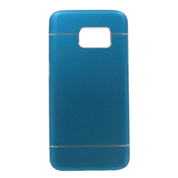 Oba Style Back Cover Θήκη Με Σιλικόνη Περιμετρικά Και Όψη Αλουμινίου Γαλάζιο (Samsung Galaxy S7)