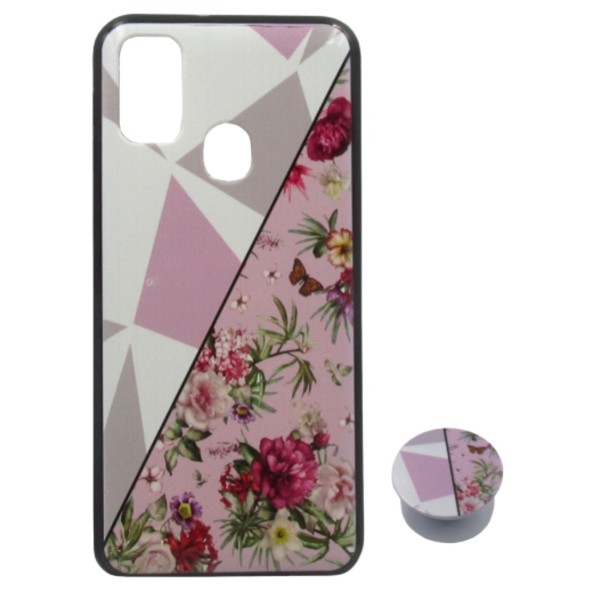 Back Cover Θήκη Με Σχέδιο Λουλούδια Και Pop Socket (Samsung Galaxy M21 & Samsung Galaxy M30s)