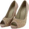 Sweet Shoes Καστόρ Γόβες Στιλέτο με Στρας σε Μπεζ Χρώμα