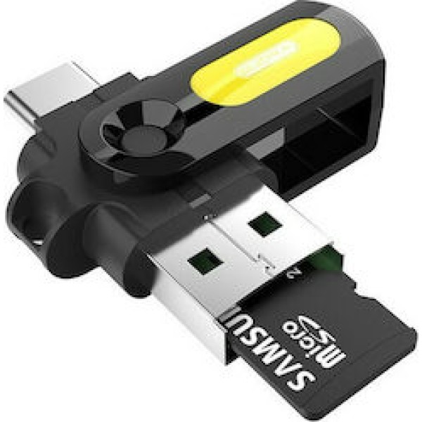 Ezra OC03 Card Reader με αντάπτορα Type C Μαύρο