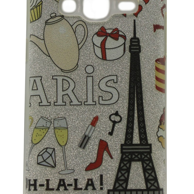 Back Cover Θήκη Σιλικόνης Με Γκλίτερ Και Σχέδιο Paris (Samsung Galaxy J3 2016)