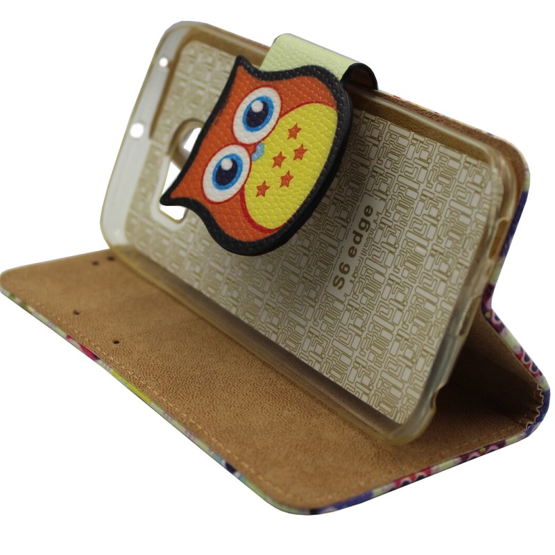 Θήκη Book Wallet Πορτοφόλι Με Σχέδιο Κουκουβάγιες (Samsung Galaxy S6 Edge)