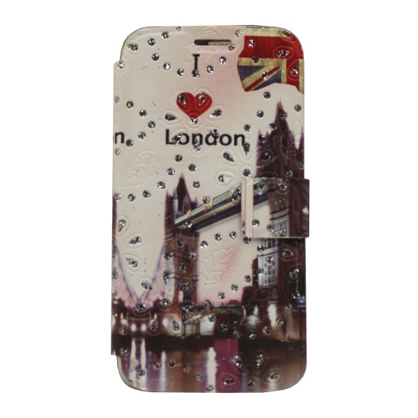 Θήκη Book Wallet Πορτοφόλι Με Σχέδιο London Και Στρασάκια (Samsung Galaxy S6 Edge)
