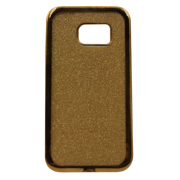 Back Cover Θήκη Σιλικόνης Με Στρασάκια Στις Άκρες Και Πλάτη Γκλίτερ Χρυσό (Samsung Galaxy S6 Edge)